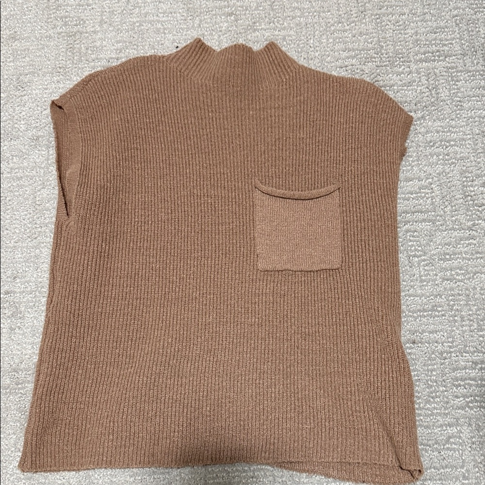 SHEIN Brown Knit Sleeveless Mock Neck Top